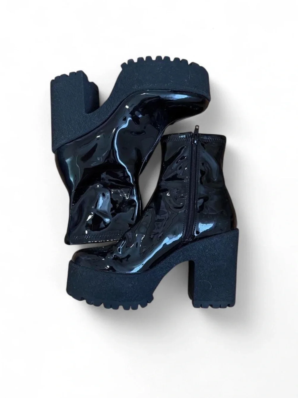 Steve Madden Outlast Black Patent Platform Ankle Boots